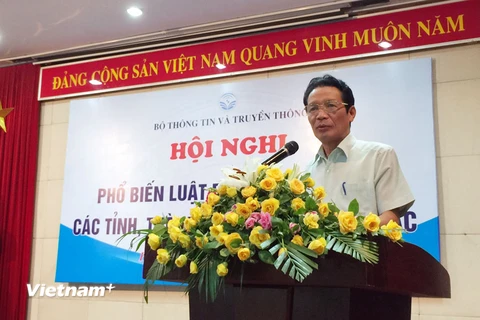 Thứ trưởng Hoàng Vĩnh Bảo cho biết, Luật Báo chí 2016 có nhiều quy định mới tiến bộ, phù hợp với thực tiễn . (Ảnh: Trung Hiền/Vietnam+)