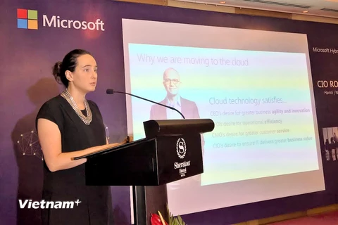 Bà Sonia Blouin, Microsoft châu Á Thái Bình Dương cho biết, đơn vị này sẽ hỗ trợ khách hàng bất kỳ họ đang ở giai đoạn nào trong hành trình chuyển đổi kỹ thuật số. (Nguồn: Microsoft Việt Nam) 