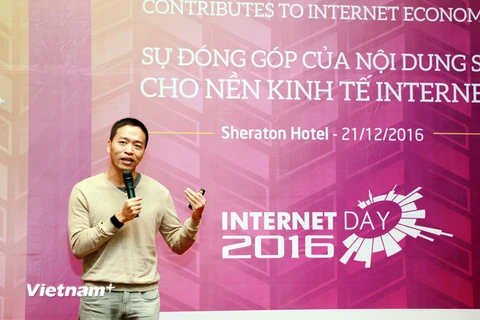 Ông Lê Hồng Minh, CEO của VNG chia sẻ tầm nhìn về Mobile. (Ảnh: CTV/Vietnam+)