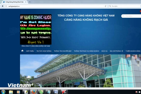 Giao diện website của cảng hàng không Rạch Giá. (Ảnh: Vietnam+)