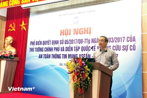 Thứ trưởng Phan Tâm cho biết các CERT phải phối hợp, gắn kết với nhau để bảo đảm an toàn thông tin mạng. (Ảnh: T.H/Vietnam+)