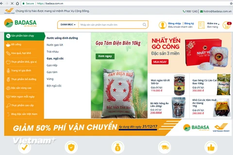 Giao diện sàn thương mại điện tử Badasa của VietnamPost. (Ảnh chụp màn hình)