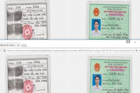 Nhiều thuê bao có cùng ảnh chứng minh nhân dân giả có tên là Nguyễn Thị Vi (2 chứng minh nhân dân giống hệt nhau, chỉ khác nhau số chứng minh). (Nguồn: Bộ TTTT) 