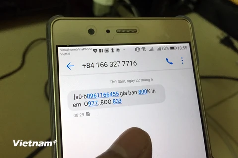 Tin nhắn rác rao bán số điện thoại làm phiền người dùng. (Ảnh minh họa: T.H/Vietnam+)