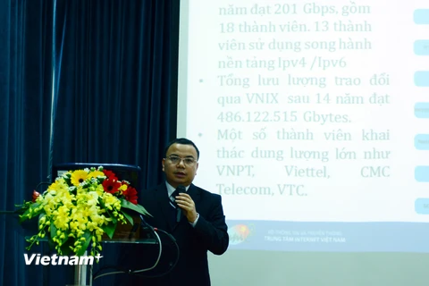 Ông Lê Nam Trung, Phó Giám đốc VNNIC cho biết năm 2018 đơn vị này sẽ tiếp tục tổ chức các sự kiện nâng cao nhận thức của cộng đồng về việc sử dụng tên miền .vn. (Ảnh: M.V/Vietnam+)
