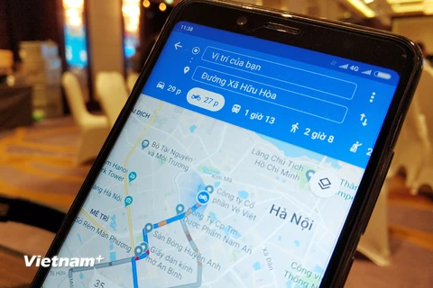 Bản đồ của Google đã có tính năng dành cho người đi xe máy ở thị trường Việt Nam. (Ảnh: PV/Vietnam+)