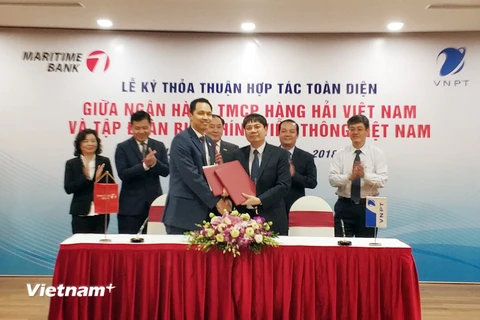 VNPT đã chính thức hợp tác toàn diện với Maritime Bank để cùng phát triển. (Ảnh: T.H/Vietnam+)