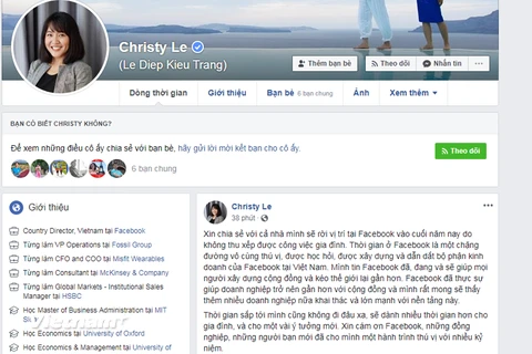 Dòng trạng thái trên trang cá nhân của Giám đốc Facebook Việt Nam. (Ảnh chụp màn hình) 