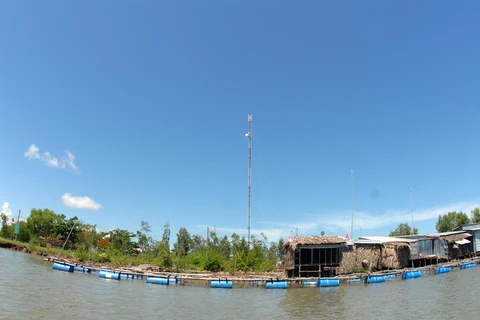 Một trạm trạm thu phát sóng 4G của Viettel ở đất mũi Cà Mau. (Nguồn: Thanh Tùng)