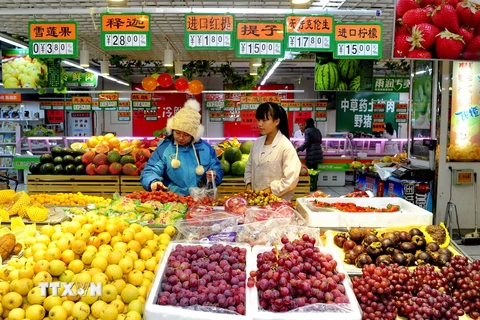 Người dân mua sắm tại siêu thị ở thành phố Thương Châu, thủ phủ tỉnh Hà Bắc. (Nguồn: THX/TTXVN)