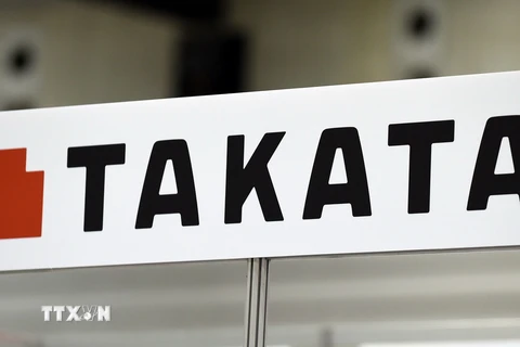 Logo của nhà sản xuất phụ tùng ôtô Nhật Bản Takata tại Yokohama, ngoại ô thủ đô Tokyo, Nhật Bản. (Nguồn: AFP/TTXVN)