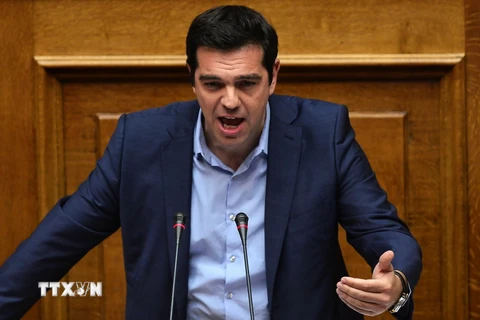 Thủ tướngHy Lạp Alexis Tsipras phát biểu tại một phiên họp Quốc hội. (Nguồn: AFP/TTXVN)