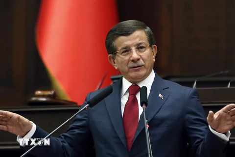 Thủ tướng Thổ Nhĩ Kỳ Ahmet Davutoglu tại một cuộc họp ở thủ đô Ankara. (Nguồn: AFP/TTXVN)