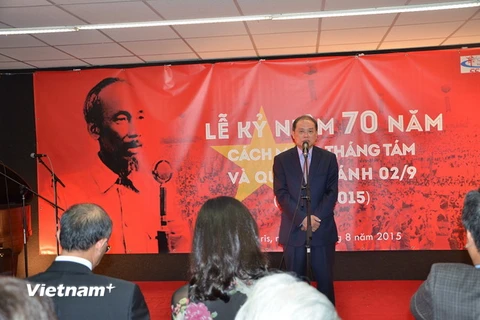 Đại sứ Nguyễn Ngọc Sơn phát biểu tại Lễ kỷ niệm. (Ảnh: Bích Hà/Vietnam+)