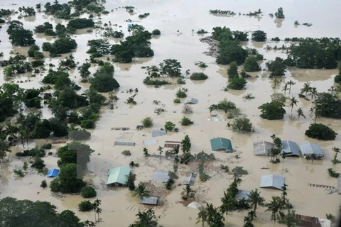 Cảnh ngập lụt tại khu vực Kalay, Sagaing, Myanmar. (Nguồn: AFP/TTXVN)