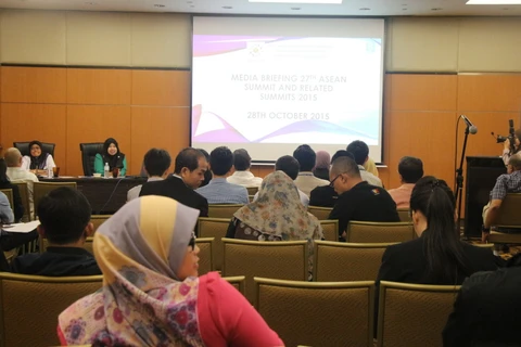 Quang cảnh họp báo về HNCC ASEAN 27 và các hội nghị liên quan tại Malaysia. (Nguồn: Vietnam+)