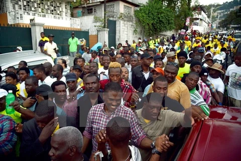 Một chiến dịch vận động tranh cử ở Port-au-Prince, Haiti ngày 22/10. (Nguồn: THX/TTXVN)