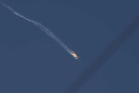 Điện Kremlin xác thực rằng máy bay SU-24 của Nga bị bắn rơi khi đang bay trên không phận Syria. (Nguồn: Anodolu)