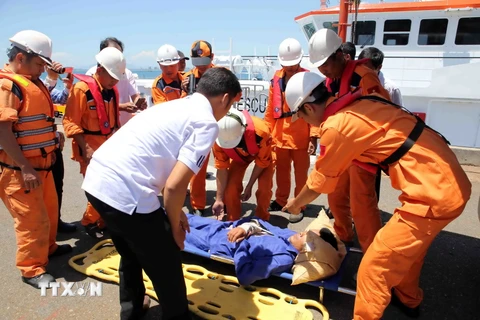 Ngư dân được cấp cứu và đưa vào cập bờ an toàn. (Ảnh minh họa: Trần Lê Lâm/TTXVN)