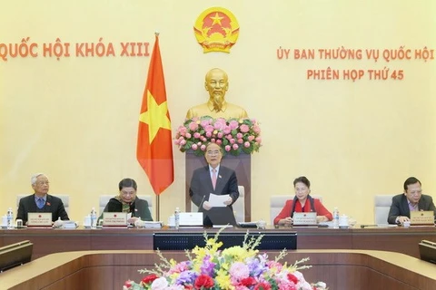 Chủ tịch Quốc hội Nguyễn Sinh Hùng phát biểu khai mạc Phiên họp thứ 45 của Ủy ban Thường vụ Quốc hội. (Ảnh: Nhan Sáng/TTXVN)