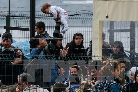 Người di cư tại khu vực Dikili, Thổ Nhĩ Kỳ. (Nguồn: AFP/TTXVN)