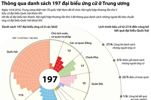 [Infographics] Thông qua danh sách 197 đại biểu ứng cử ở Trung ương