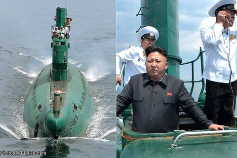 Nhà lãnh đạo Triều Tiên Kim Jong-un được cho là đã giám sát vụ phóng tên lửa đạn đạo từ tàu ngầm. (Ảnh: Reuters/AFP)