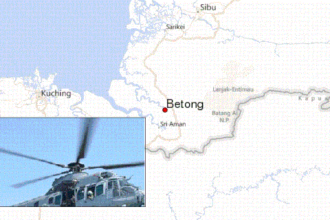 Bản đồ nơi máy bay trực thăng mất tích (Ảnh: malaysiandigest.com)