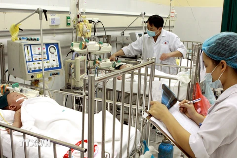 Chăm sóc bệnh nhân nhi cấp cứu ở Bệnh viện Nhi Trung ương. (Ảnh: Dương Ngọc/TTXVN)
