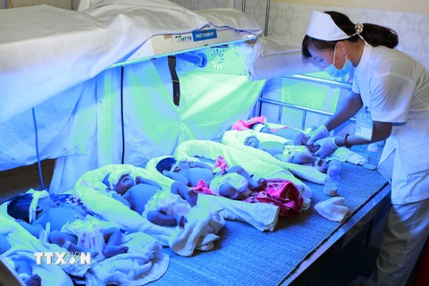 Chăm sóc trẻ sơ sinh tại Bệnh viện Đa khoa khu vực huyện miền núi Ngọc Lặc (Thanh Hóa). (Ảnh: Dương Ngọc/TTXVN)