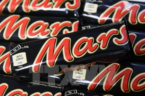 Sản phẩm chocolate Mars được bày bán tại một cửa hàng ở Martelange, Bỉ ngày 23/2. (Nguồn: AFP/TTXVN)