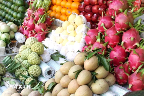 Vào mùa nóng, người dân cần tăng cường ăn hoa quả để tăng sức đề kháng của cơ thể. (Ảnh: TTXVN/Vietnam+)