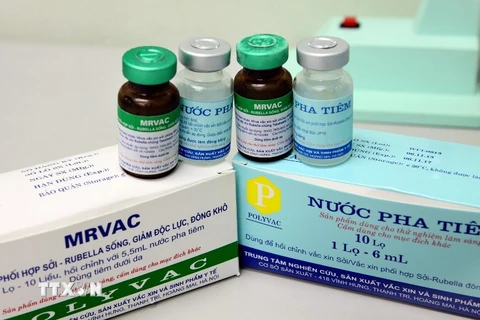 Vắcxin phối hợp sởi-Rubella do Việt Nam sản xuất. (Ảnh: Dương Ngọc/TTXVN)
