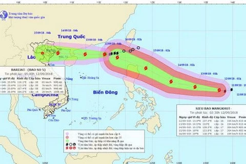 Hướng đi của cơn bão số 5. (Nguồn: nchmf.gov.vn)