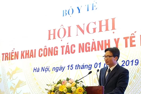 Phó Thủ tướng Vũ Đức Đam phát biểu tại hội nghị. (Ảnh: PV/Vietnam+)