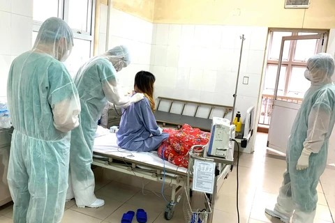 Các bác sỹ điều trị cho bệnh nhân mắc COVID-19 đang điều trị tại Bệnh viện Số 2 Quảng Ninh. (Ảnh: PV/Vietnam+)