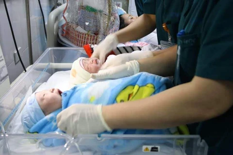 Chăm sóc trẻ sơ sinh tại Bệnh viện Phụ sản Trung ương. (Ảnh: PV/Vietnam+)