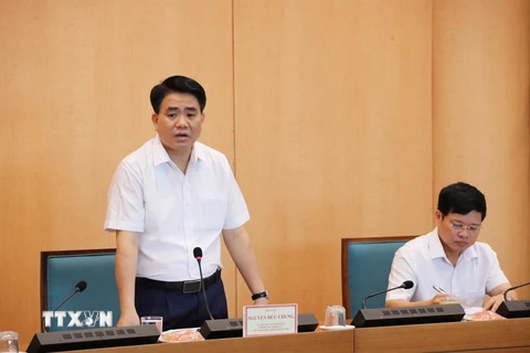 Chủ tịch Ủy ban Nhân dân thành phố Hà Nội Nguyễn Đức Chung. (Ảnh: Lâm Khánh/TTXVN)
