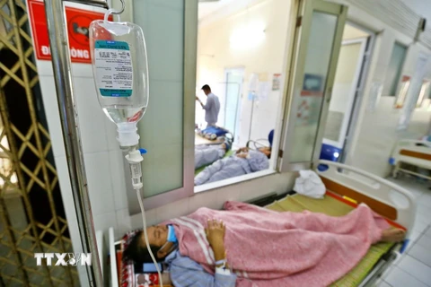 Bệnh nhân điều trị sốt xuất huyết tại khoa Virut ký sinh trùng (Bệnh viện Bệnh Nhiệt đới Trung ương). 