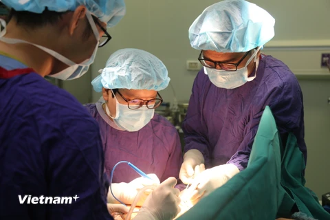 Một ca phẫu thuật tại Bệnh viện Hữu nghị Việt Đức. (Ảnh: PV/Vietnam+) 