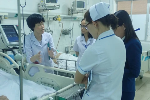 Tình nguyện viên OMORI Miwa làm việc tại Long An (ngành nghề điều dưỡng). (Ảnh: PV/Vietnam+)