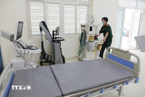 Bắc Giang "thần tốc" hoàn thành bệnh viện dã chiến trong ngày. (Ảnh: Danh Lam/TTXVN)