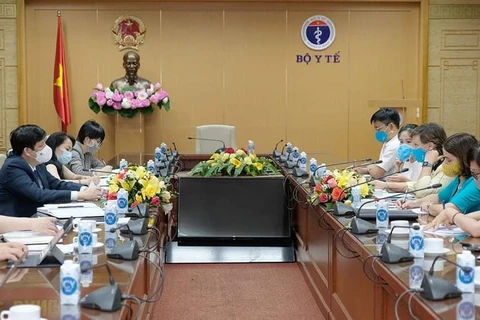 Buổi làm việc giữa Trưởng Đại diện UNICEF Việt Nam và Bộ trưởng Bộ Y tế. (Ảnh: PV/Vietnam+)