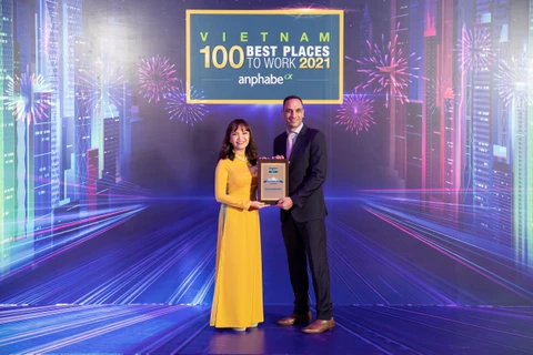 Công ty TNHH Pfizer Việt Nam được vinh danh vị trí thứ 7 trong Top 100 nơi làm việc tốt nhất Việt Nam. (Ảnh: PV/Vietnam+)