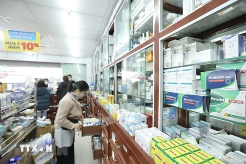 Khu vực bán thuốc điều trị COVID-19. (Ảnh: TTXVN/Vietnam+)