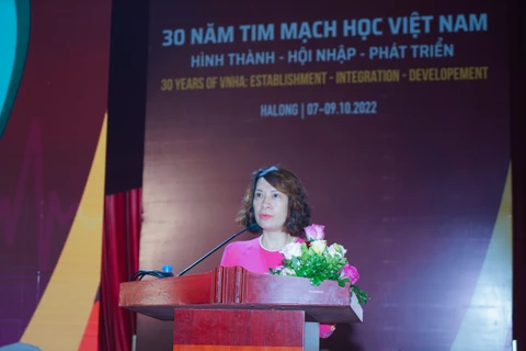Thứ trưởng Bộ Y tế Nguyễn Thị Liên Hương phát biểu tại hội nghị. (Ảnh: PV/Vietnam+)