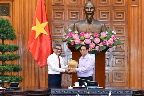 Thủ tướng Chính phủ Phạm Minh Chính và ông Nitin Kapoor. (Ảnh: PV/Vietnam+)