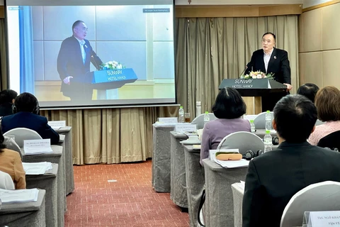 Ông Tokuaki Shobayashi - Chuyên gia cố vấn chính sách của JICA đưa ra nhận xét về hoạt động kết quả, thành quả ngoại kiểm. (Ảnh: PV/Vietnam+)