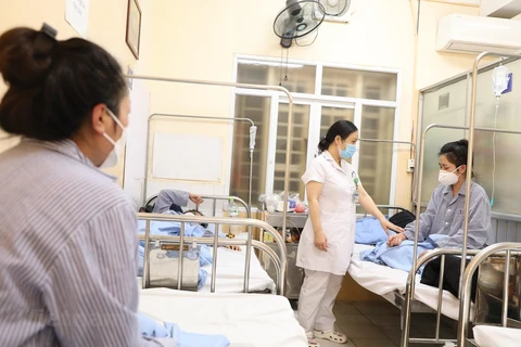 Điều trị cho bệnh nhân mắc sốt xuất huyết tại Bệnh viện Hữu nghị Việt Nam-Cu Ba, Hà Nội. (Ảnh: PV/Vietnam+)