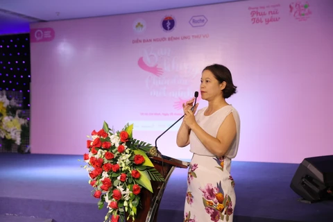 Thạc sỹ Trần Thị Anh Tường chia sẻ những kiến thức dinh dưỡng hữu ích tại Diễn đàn. (Ảnh: PV/Vietnam+)